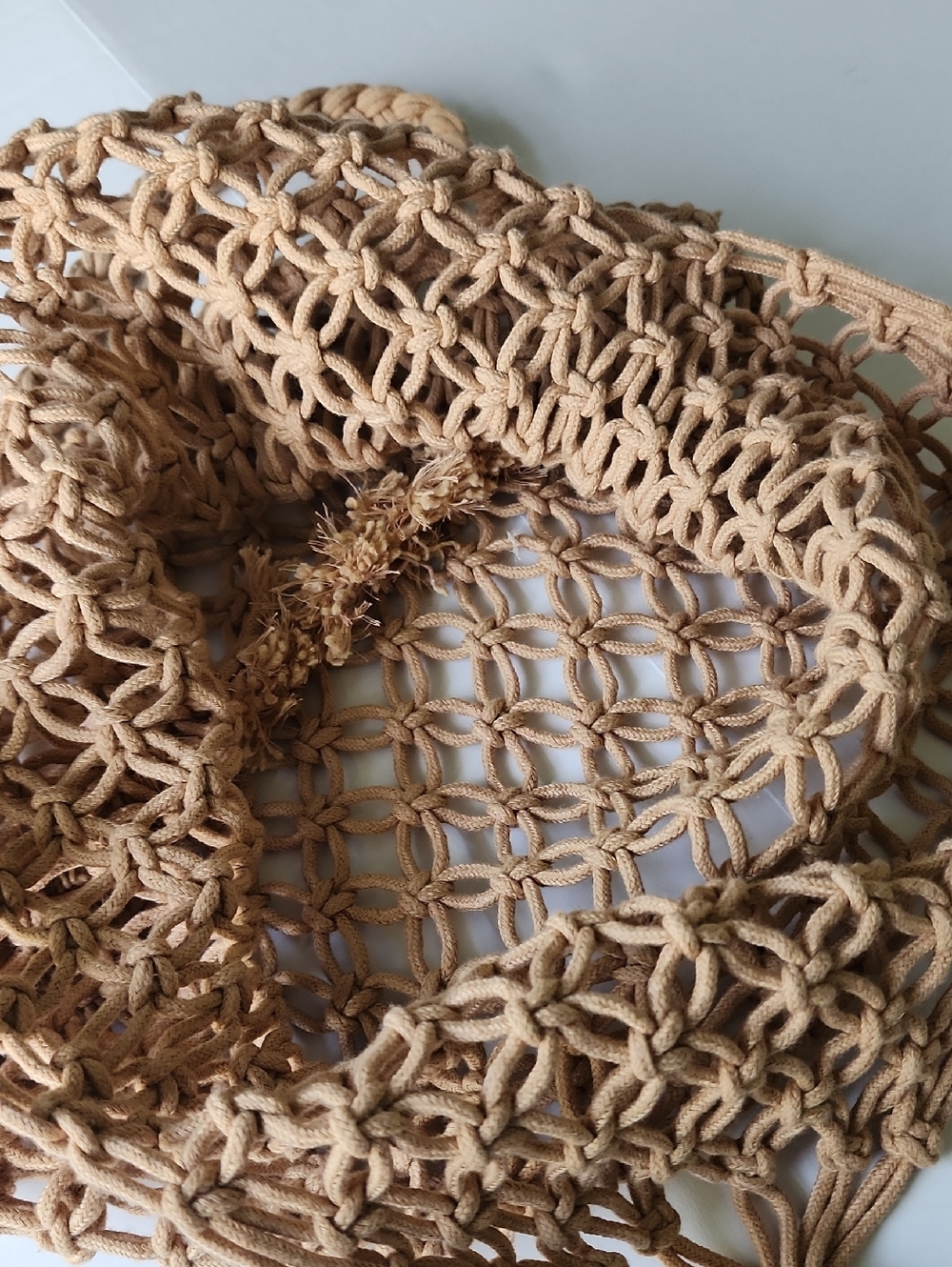 Handwoven Beige Macramé Tote Bag - Women Bags - Picture 3 of 7
